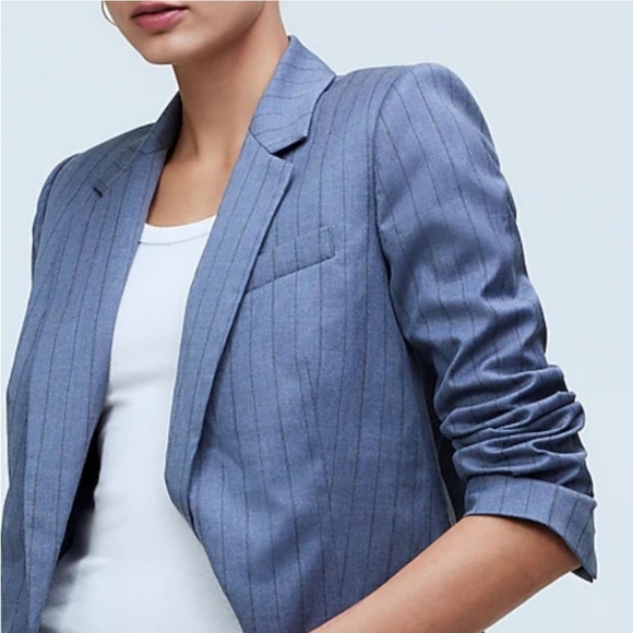 MADEWELL YARN DYED PINSTRIPE BLUE BLAZER - Picture 3 of 12